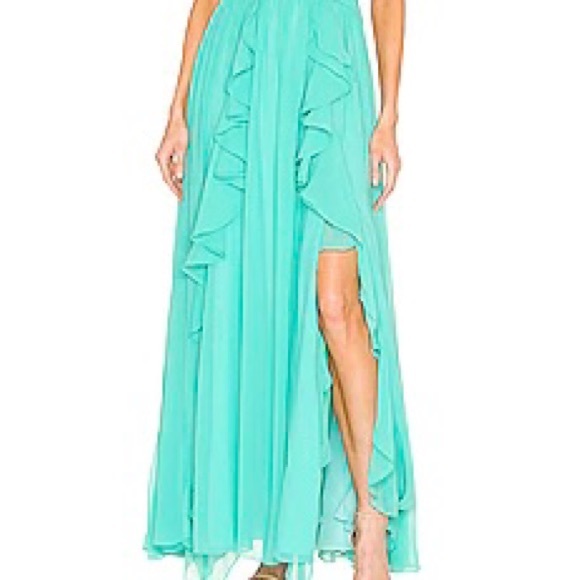 Teal maxi ruffle dress, size S worn once. - Picture 2 of 2